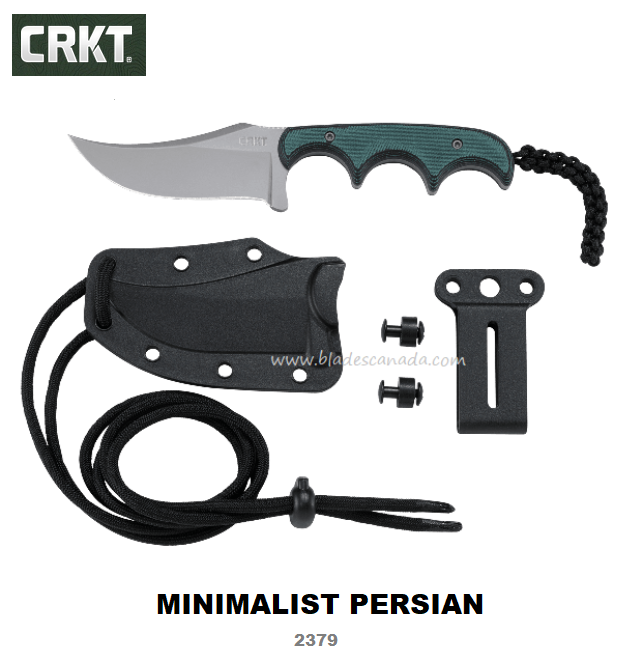 CRKT Minimalist Persian Fixed Blade Knife, Micarta, Polypropylene Sheath, CRKT2379